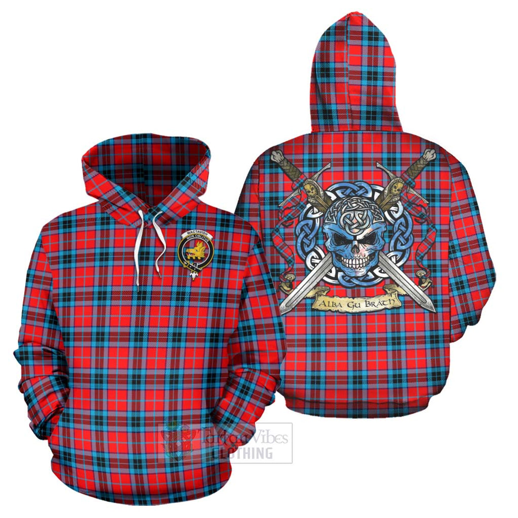 Tartan Vibes Clothing MacTavish (McTavish) Tartan Hoodie with Family Crest Celtic Skull Style