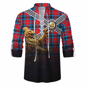 MacTavish (McTavish) Crest Tartan Ghillie Kilt Shirt with Golden Lion Emblem Celtic Style Men - Tartan Vibes Clothing