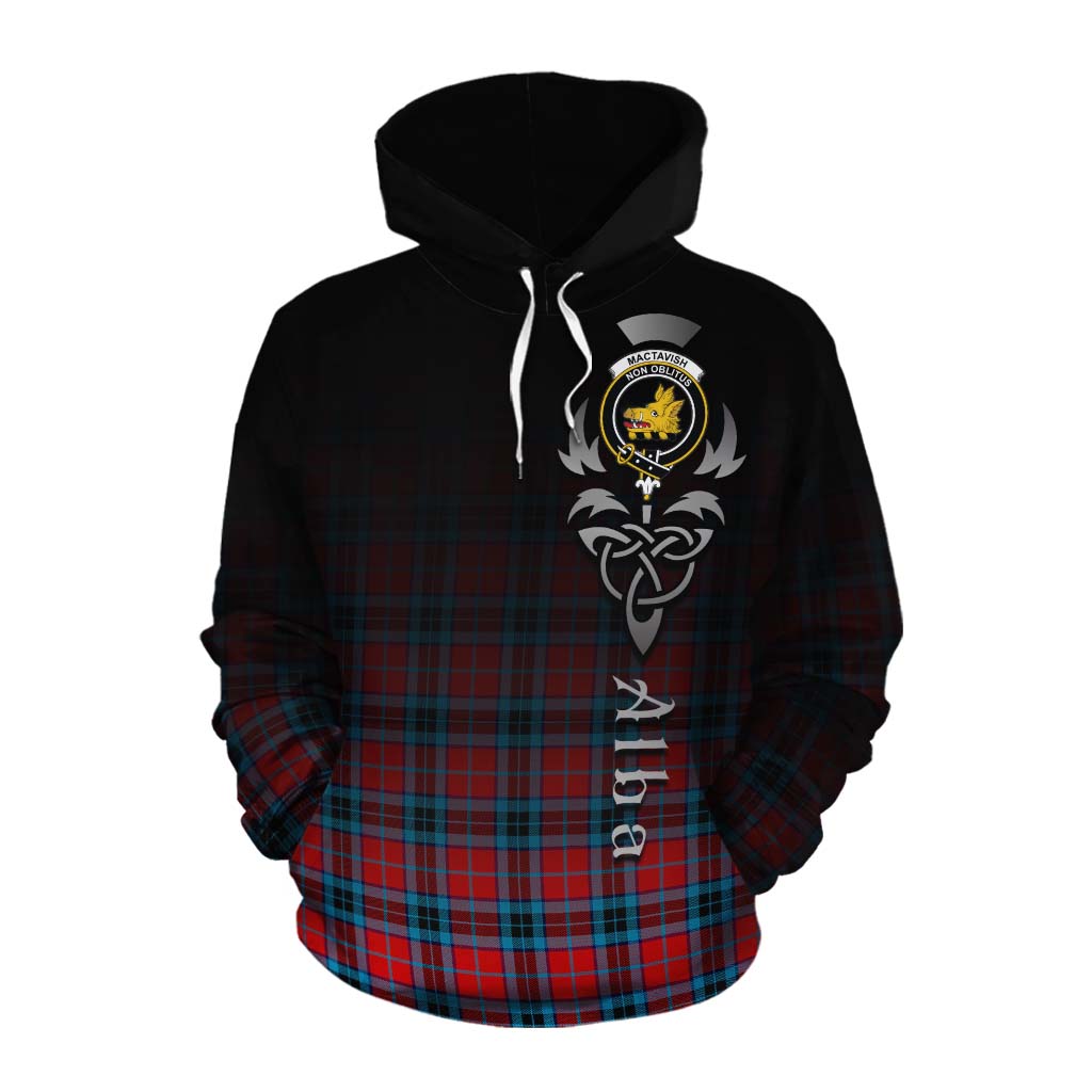 Tartan Vibes Clothing MacTavish (McTavish) Tartan Cotton Hoodie Featuring Alba Gu Brath Family Crest Celtic Inspired