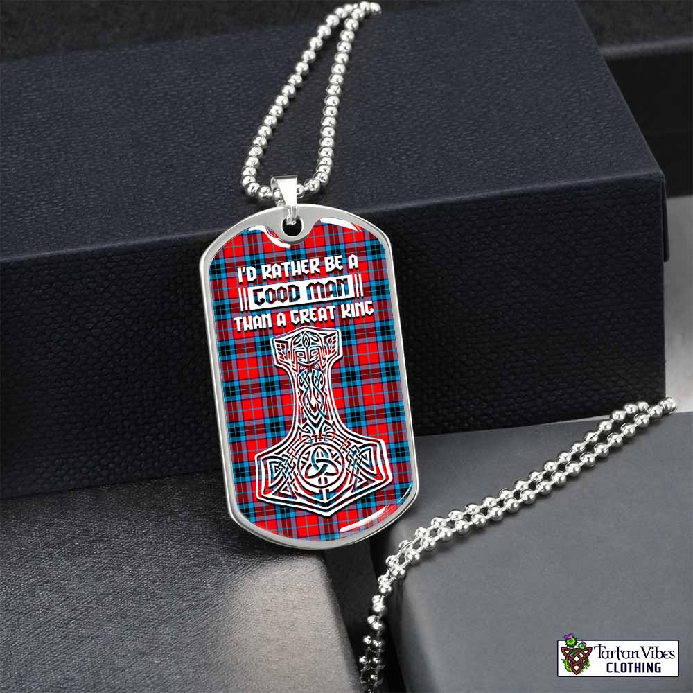 Tartan Vibes Clothing MacTavish (McTavish) Tartan Dog Tag Necklace Viking Mjolnir Style