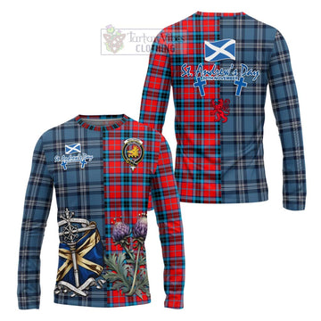 MacTavish (McTavish) Tartan Long Sleeve T-Shirt Happy St. Andrew's Day Half Tartan Style