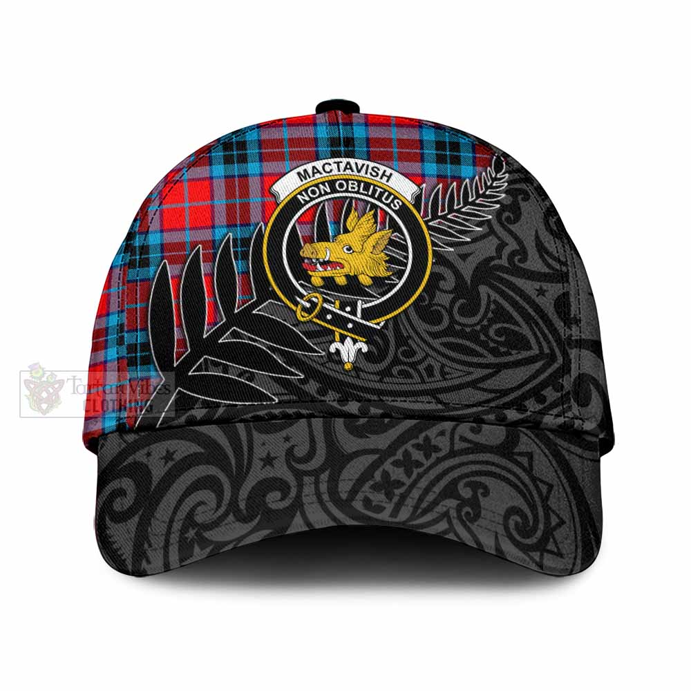 Tartan Vibes Clothing MacTavish (McTavish) Tartan Classic Cap with New Zealand Silver Fern Half Style