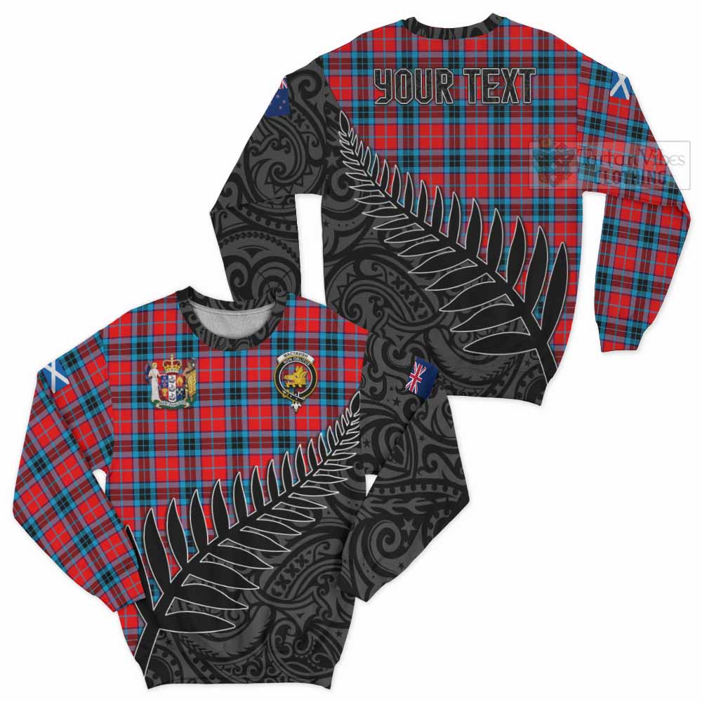 Tartan Vibes Clothing MacTavish (McTavish) Crest Tartan Sweatshirt with New Zealand Silver Fern Half Style