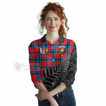 MacTavish (McTavish) Crest Tartan Women's Casual Shirt with New Zealand Silver Fern Half Style