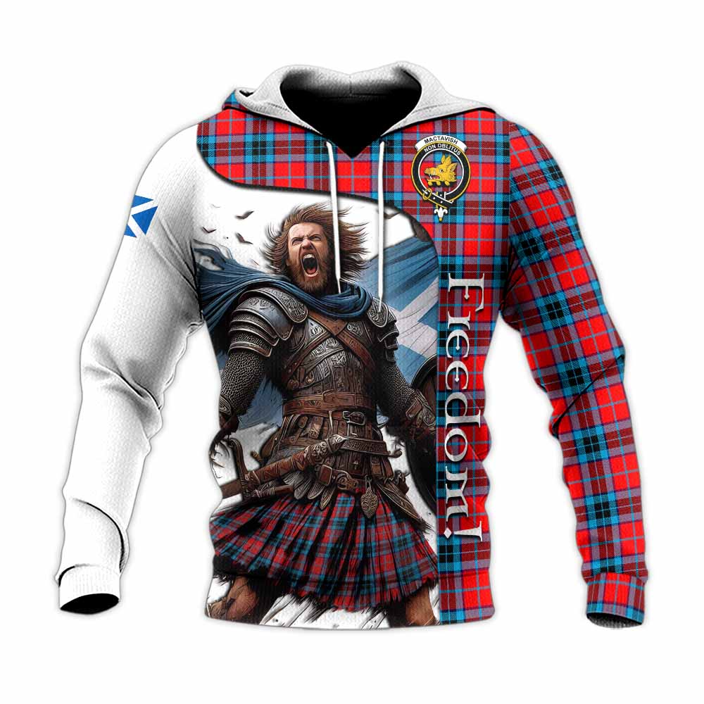 Tartan Vibes Clothing MacTavish (McTavish) Crest Tartan Knitted Hoodie Inspired by the Freedom of Scottish Warrior