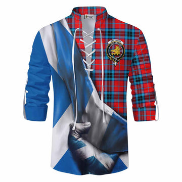 MacTavish (McTavish) Tartan Ghillie Kilt Shirt with Family Crest Scotland Patriotic Style