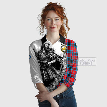 MacTavish (McTavish) Tartan Clan Crest Women's Casual Shirt with Highlander Warrior Celtic Style