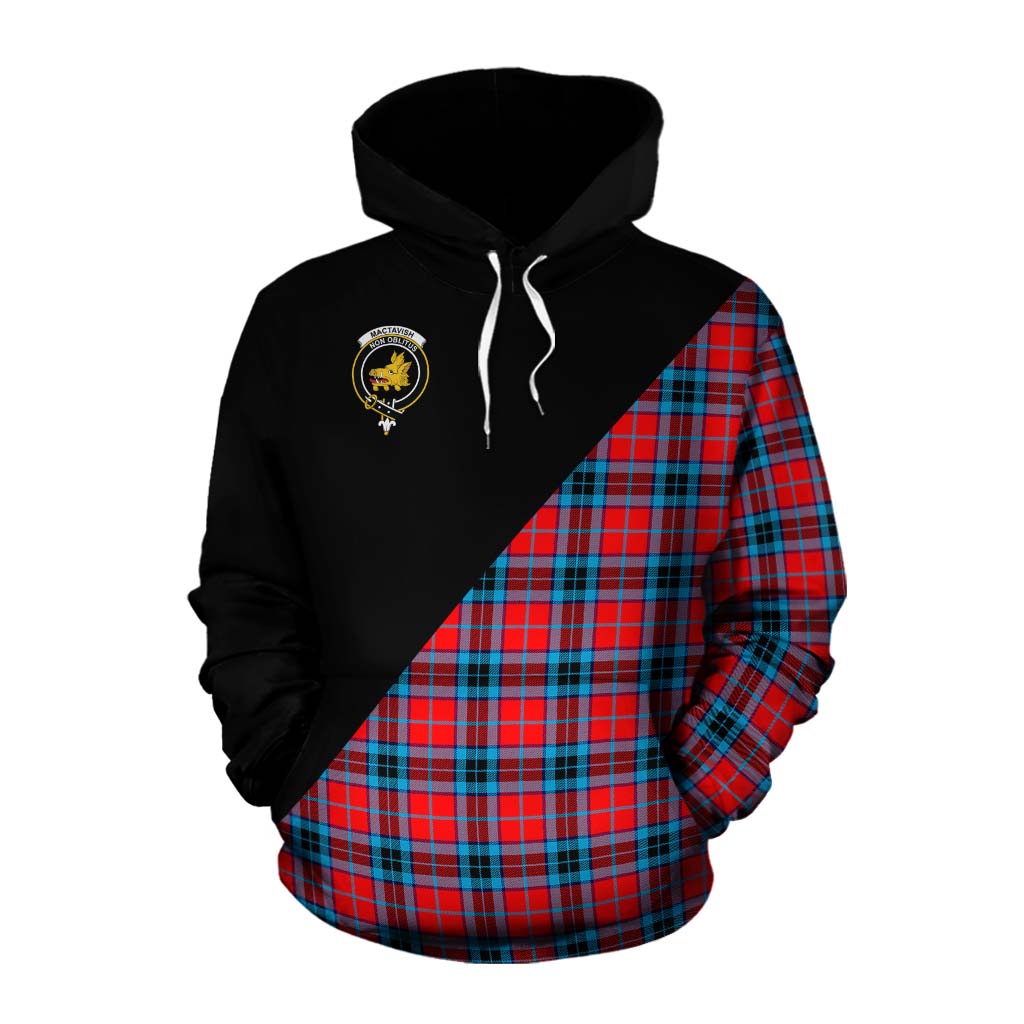 Tartan Vibes Clothing MacTavish (McTavish) Tartan Cotton Hoodie with Family Crest and Military Logo Style