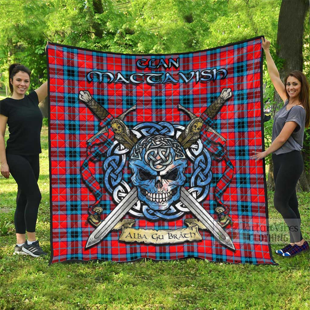 Tartan Vibes Clothing MacTavish (McTavish) Tartan Quilt with Celtic Skull Alba Gu Brath Style