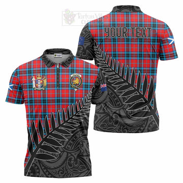 MacTavish (McTavish) Crest Tartan Zipper Polo Shirt with New Zealand Silver Fern Half Style