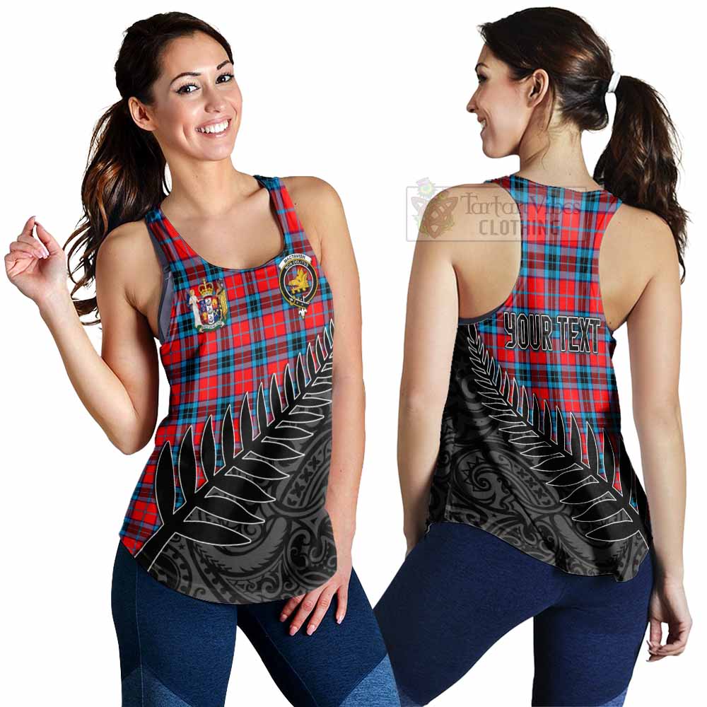 Tartan Vibes Clothing MacTavish (McTavish) Crest Tartan Women's Racerback Tanks with New Zealand Silver Fern Half Style