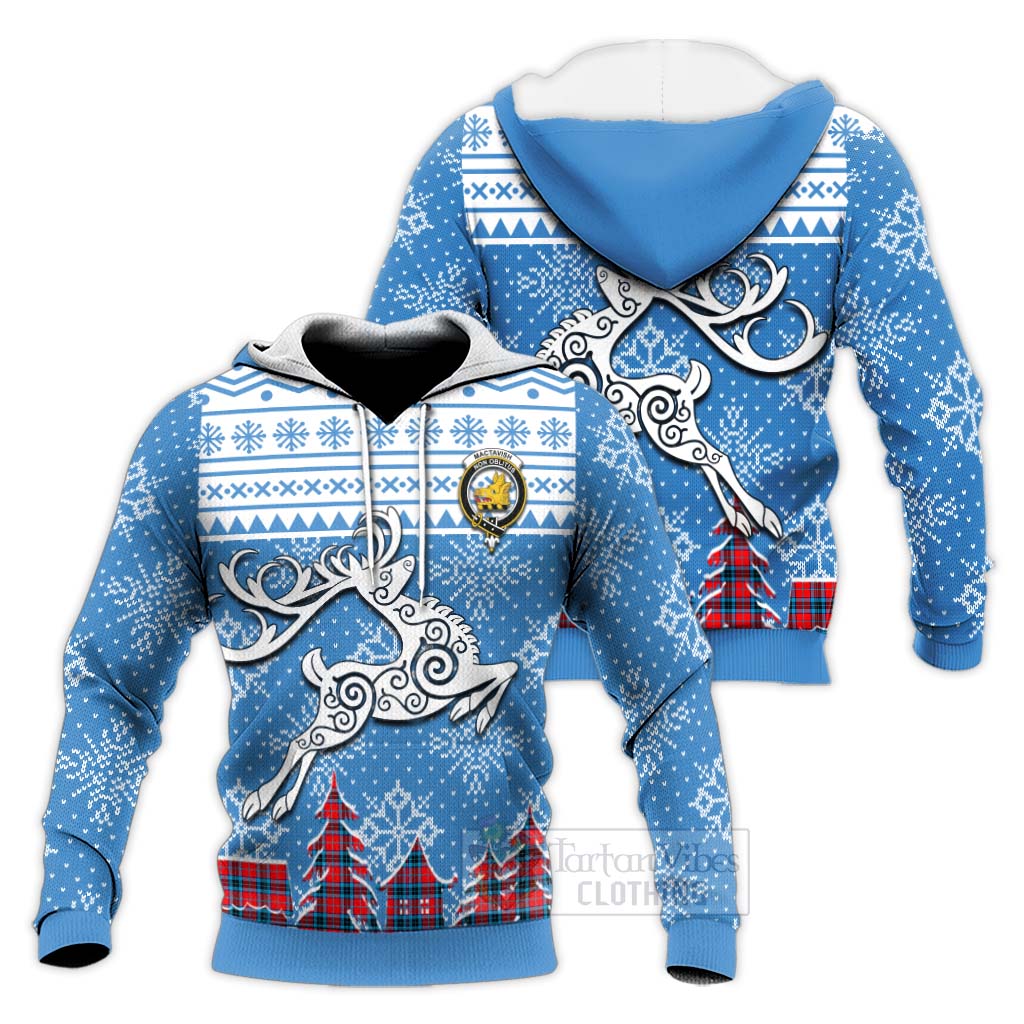 Tartan Vibes Clothing MacTavish (McTavish) Clan Christmas Knitted Hoodie Celtic Reindeer Style