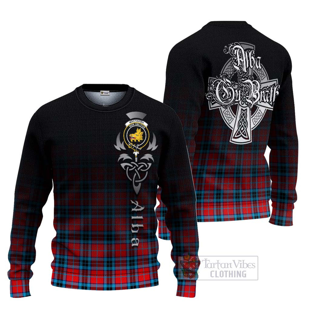 Tartan Vibes Clothing MacTavish (McTavish) Tartan Knitted Sweater Featuring Alba Gu Brath Family Crest Celtic Inspired