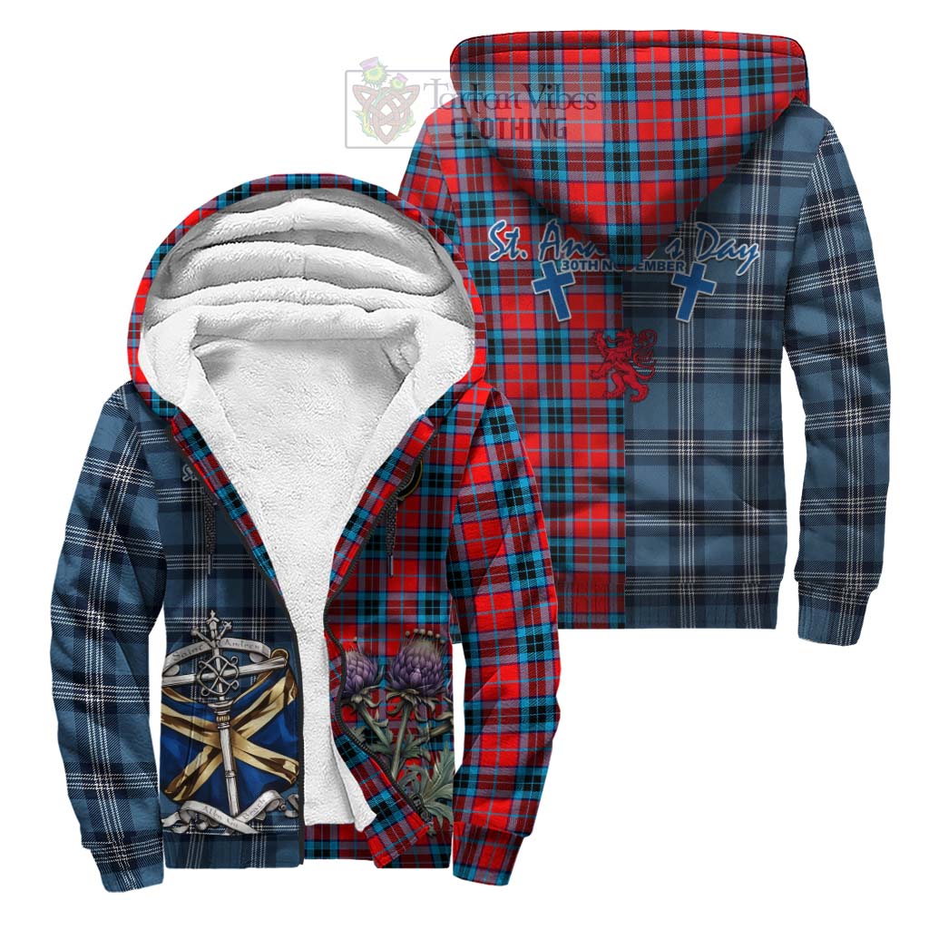 Tartan Vibes Clothing MacTavish (McTavish) Tartan Sherpa Hoodie Happy St. Andrew's Day Half Tartan Style