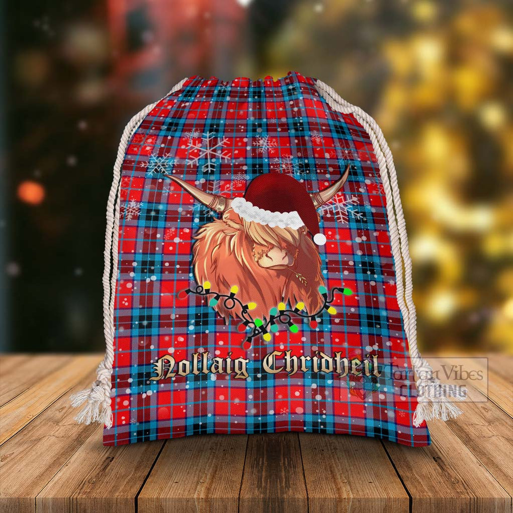 Tartan Vibes Clothing MacTavish (McTavish) Tartan Christmas Santa's Bag with Highland Cow