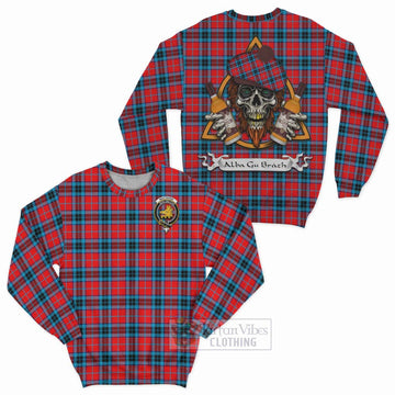 MacTavish (McTavish) Tartan Sweatshirt with Family Crest and Bearded Skull Holding Bottles of Whiskey