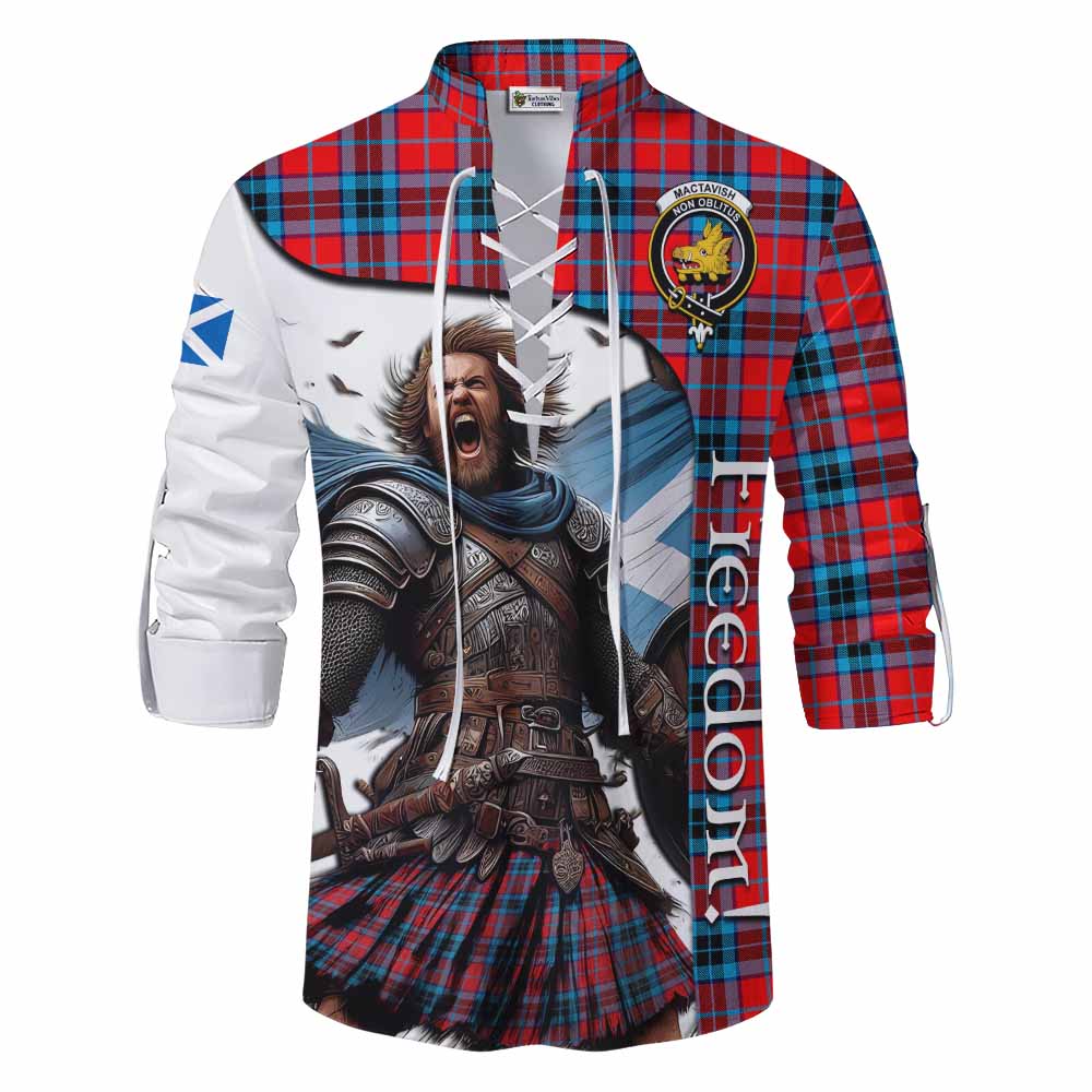 Tartan Vibes Clothing MacTavish (McTavish) Crest Tartan Ghillie Kilt Shirt Inspired by the Freedom of Scottish Warrior