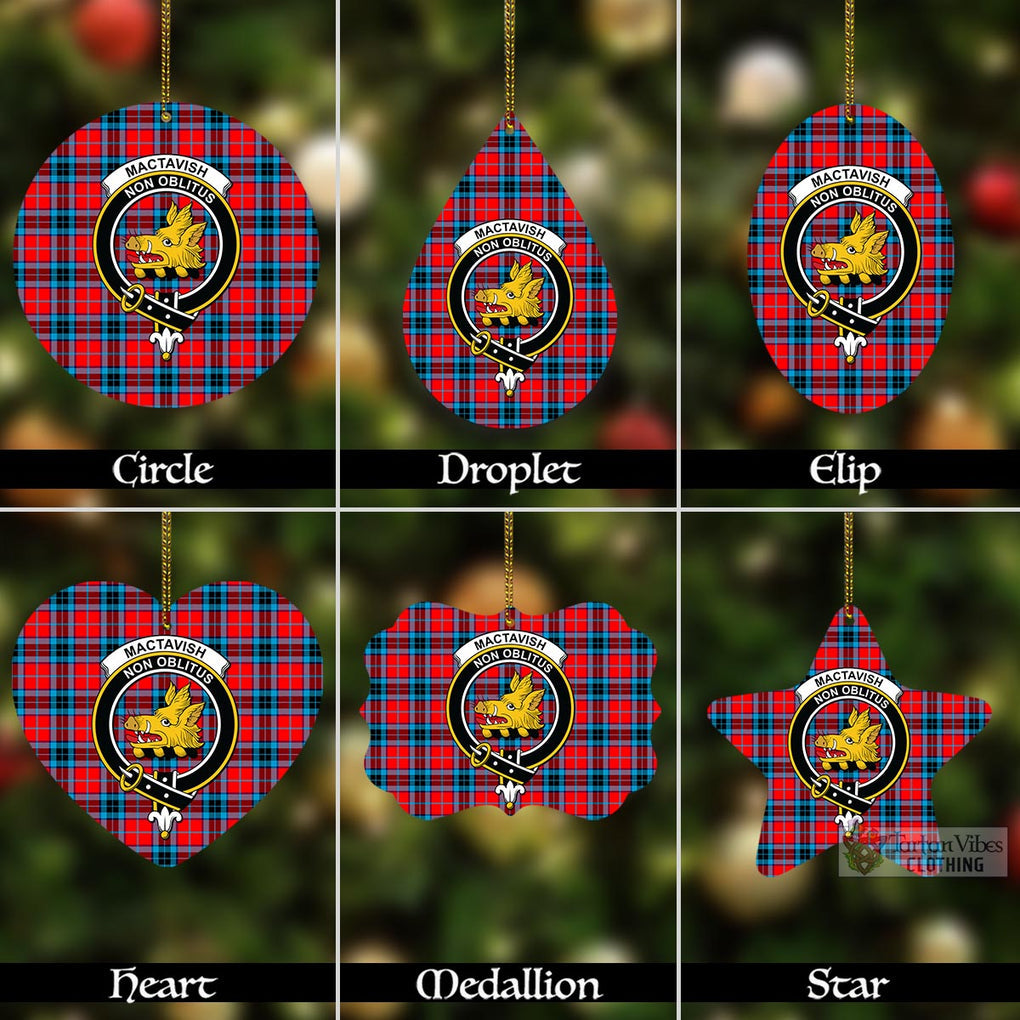 Tartan Vibes Clothing MacTavish (McTavish) Tartan Christmas Aluminium Ornament with Family Crest