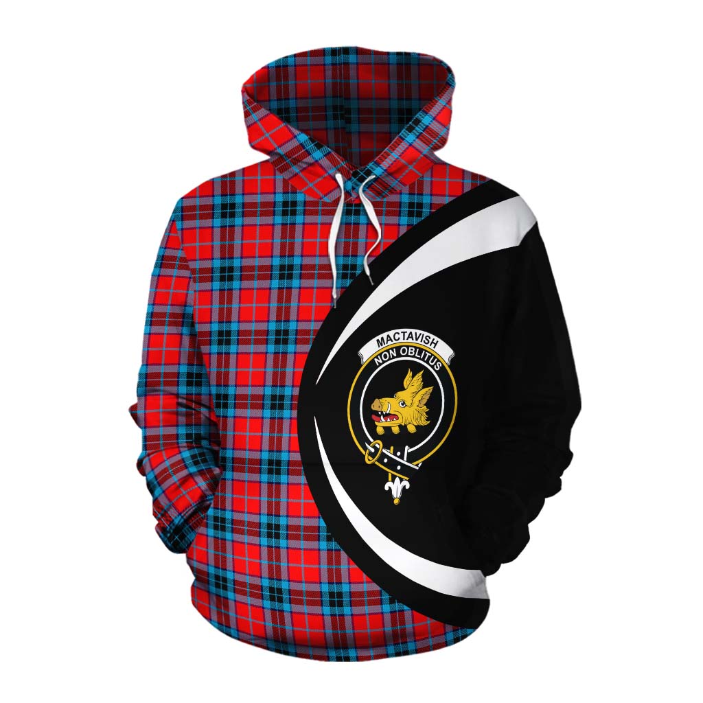 Tartan Vibes Clothing MacTavish (McTavish) Tartan Cotton Hoodie with Family Crest Circle Style