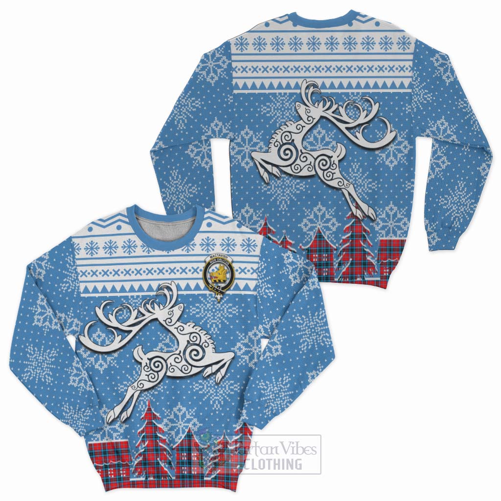 Tartan Vibes Clothing MacTavish (McTavish) Clan Christmas Sweatshirt Celtic Reindeer Style