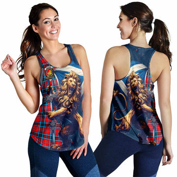 MacTavish (McTavish) Tartan Family Crest Women's Racerback Tanks with Scottish Majestic Lion