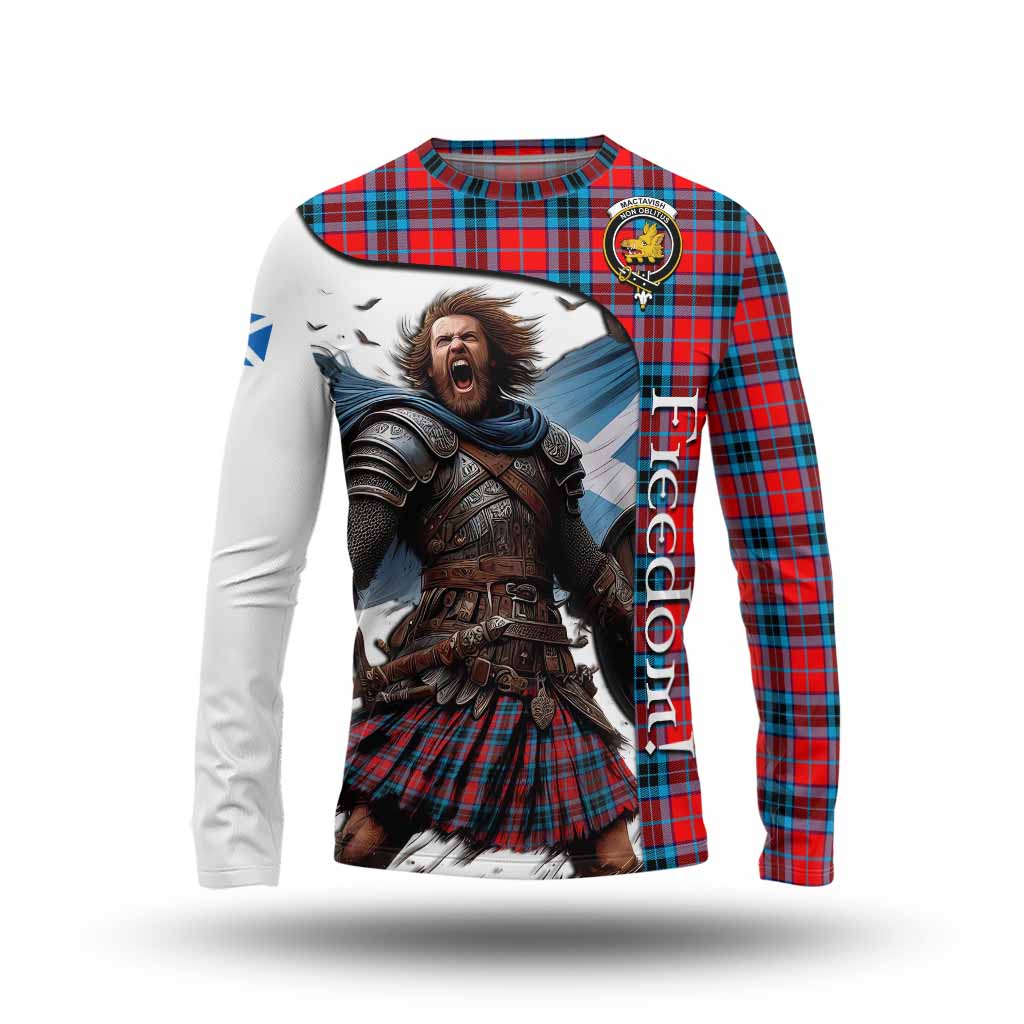 Tartan Vibes Clothing MacTavish (McTavish) Crest Tartan Long Sleeve T-Shirt Inspired by the Freedom of Scottish Warrior