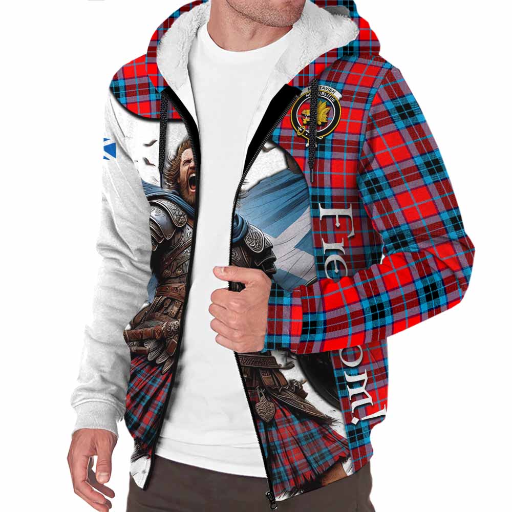 Tartan Vibes Clothing MacTavish (McTavish) Crest Tartan Sherpa Hoodie Inspired by the Freedom of Scottish Warrior