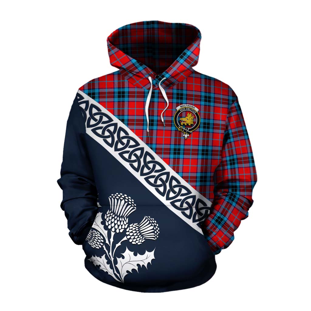 Tartan Vibes Clothing MacTavish (McTavish) Tartan Cotton Hoodie Featuring Thistle and Scotland Map