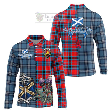 MacTavish (McTavish) Tartan Long Sleeve Polo Shirt Happy St. Andrew's Day Half Tartan Style