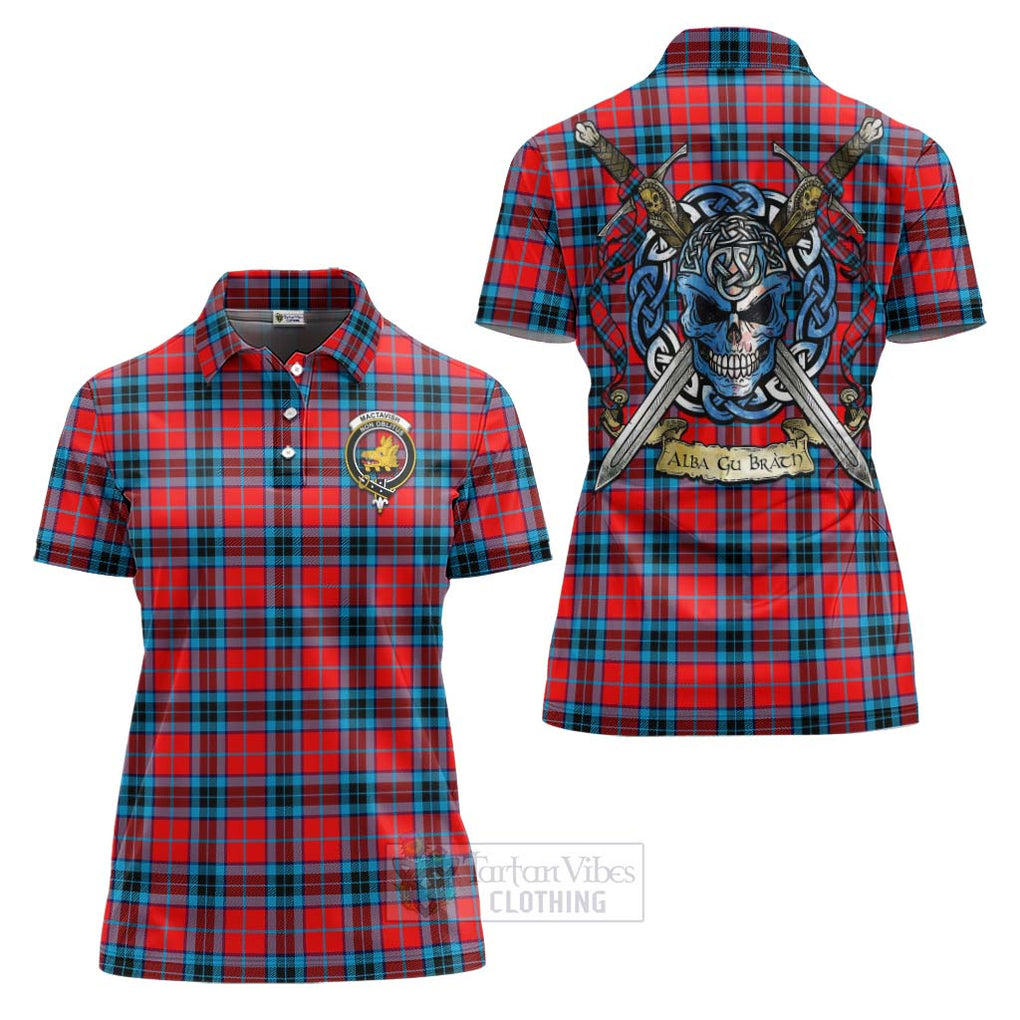 Tartan Vibes Clothing MacTavish (McTavish) Tartan Women's Polo Shirt with Family Crest Celtic Skull Style