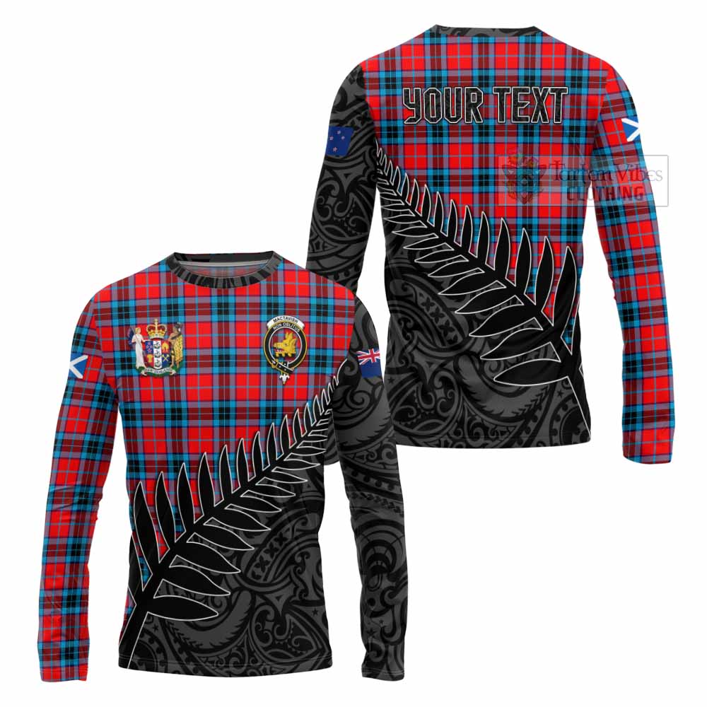 Tartan Vibes Clothing MacTavish (McTavish) Crest Tartan Long Sleeve T-Shirt with New Zealand Silver Fern Half Style