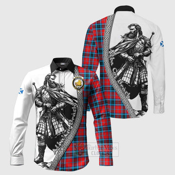 MacTavish (McTavish) Tartan Clan Crest Long Sleeve Button Shirt with Highlander Warrior Celtic Style