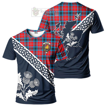 MacTavish (McTavish) Tartan T-Shirt Featuring Thistle and Scotland Map