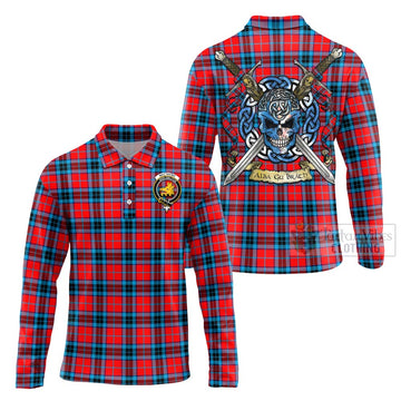 MacTavish (McTavish) Tartan Long Sleeve Polo Shirt with Family Crest Celtic Skull Style