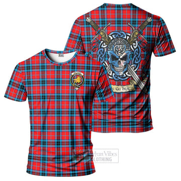 MacTavish (McTavish) Tartan T-Shirt with Family Crest Celtic Skull Style