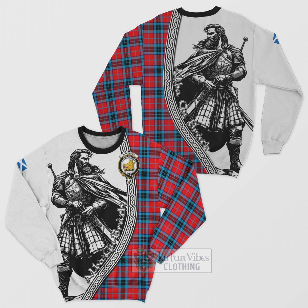 Tartan Vibes Clothing MacTavish (McTavish) Tartan Clan Crest Sweatshirt with Highlander Warrior Celtic Style