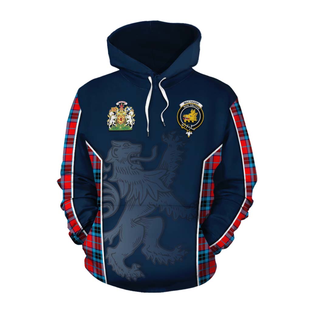 Tartan Vibes Clothing MacTavish (McTavish) Tartan Cotton Hoodie with Family Crest and Lion Rampant Vibes Sport Style