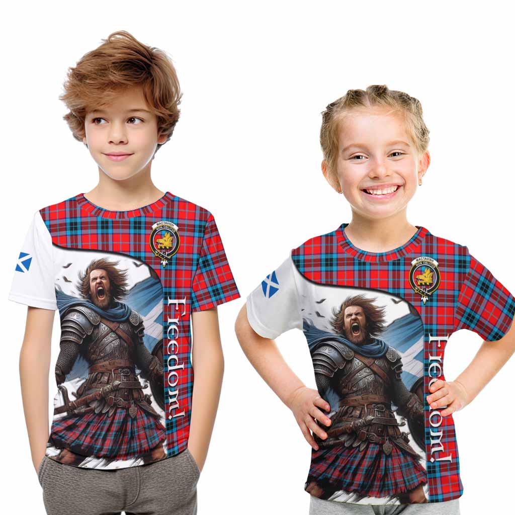 Tartan Vibes Clothing MacTavish (McTavish) Crest Tartan Kid T-Shirt Inspired by the Freedom of Scottish Warrior