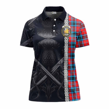 MacTavish (McTavish) Tartan Women's Polo Shirt with Family Crest Cross Sword Thistle Celtic Vibes