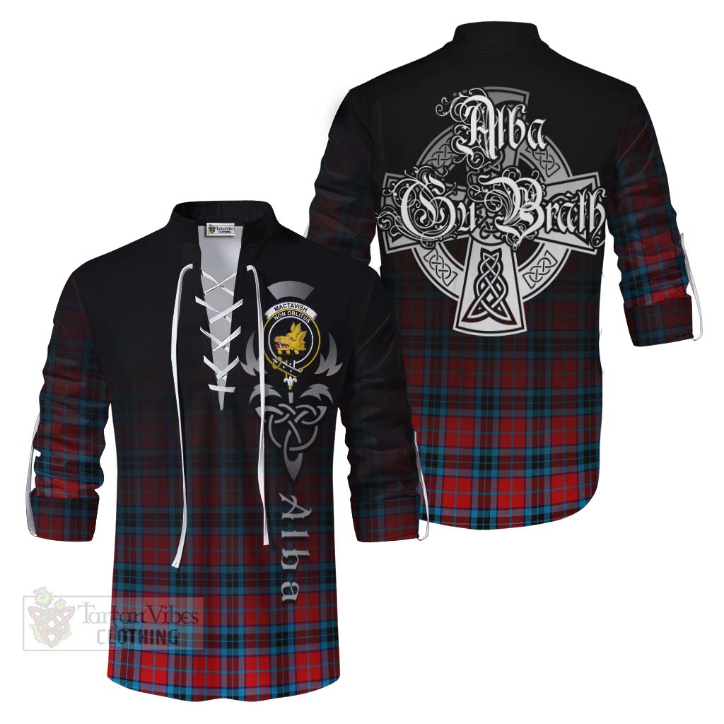 Tartan Vibes Clothing MacTavish (McTavish) Tartan Ghillie Kilt Shirt Featuring Alba Gu Brath Family Crest Celtic Inspired