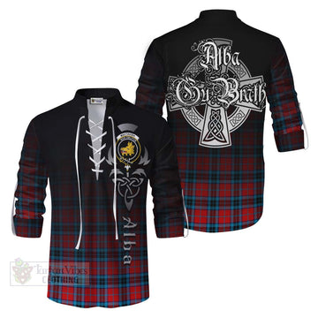 MacTavish (McTavish) Tartan Ghillie Kilt Shirt Featuring Alba Gu Brath Family Crest Celtic Inspired