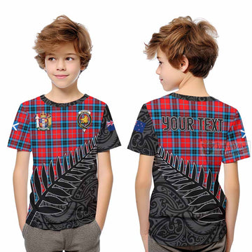 MacTavish (McTavish) Crest Tartan Kid T-Shirt with New Zealand Silver Fern Half Style