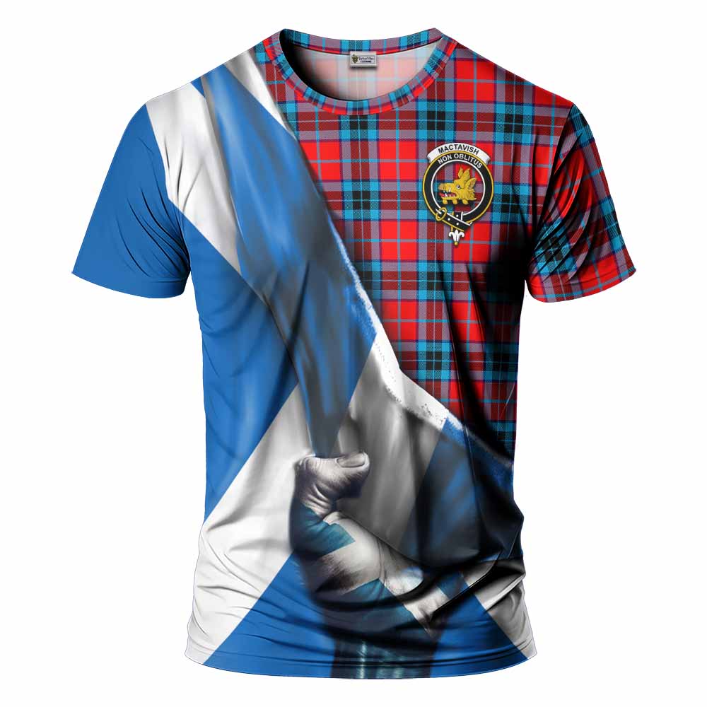 Tartan Vibes Clothing MacTavish (McTavish) Tartan T-Shirt with Family Crest Scotland Patriotic Style