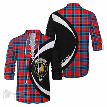 MacTavish (McTavish) Tartan Ghillie Kilt Shirt with Family Crest Circle Style