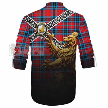 MacTavish (McTavish) Crest Tartan Ghillie Kilt Shirt with Golden Lion Emblem Celtic Style - Tartan Vibes Clothing