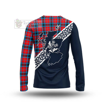 MacTavish (McTavish) Tartan Long Sleeve T-Shirt Featuring Thistle and Scotland Map