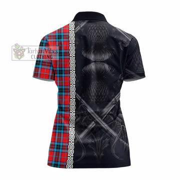 MacTavish (McTavish) Tartan Women's Polo Shirt with Family Crest Cross Sword Thistle Celtic Vibes