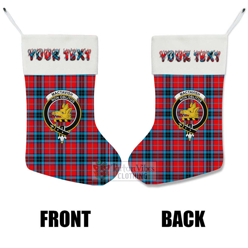 Tartan Vibes Clothing MacTavish (McTavish) Tartan Family Crest Christmas Stocking with Personalized Text