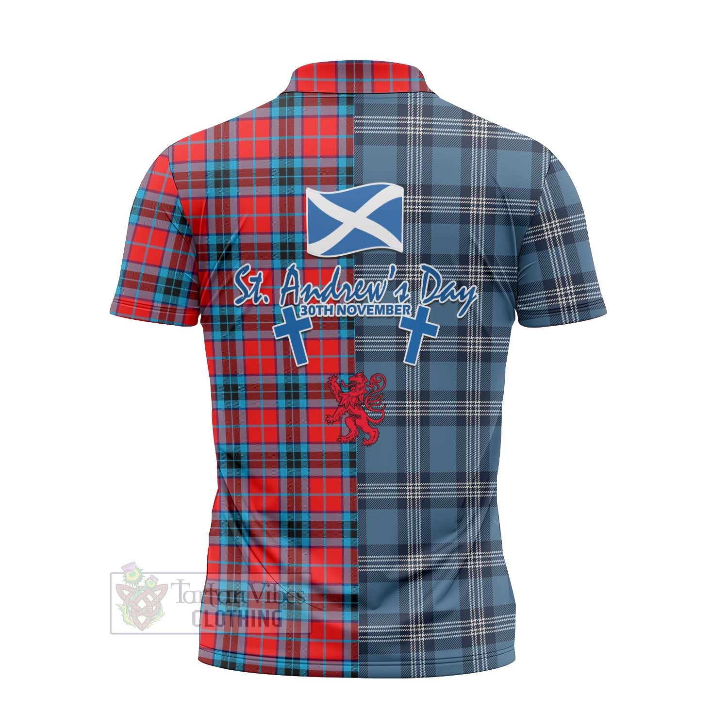 Tartan Vibes Clothing MacTavish (McTavish) Tartan Zipper Polo Shirt Happy St. Andrew's Day Half Tartan Style