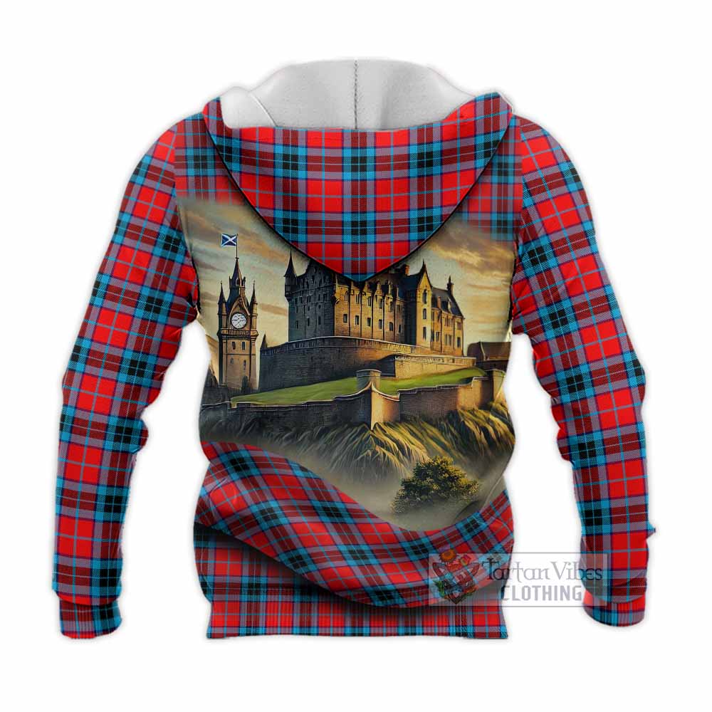 MacTavish (McTavish) Tartan Family Crest Knitted Hoodie with Scottish Ancient Castle Style - Tartan Vibes Clothing
